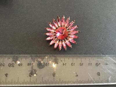 Pink Rivoli Rhinestone Brooch. Gorgeous