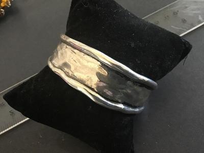 Silver Tone Hammered Style Cuff