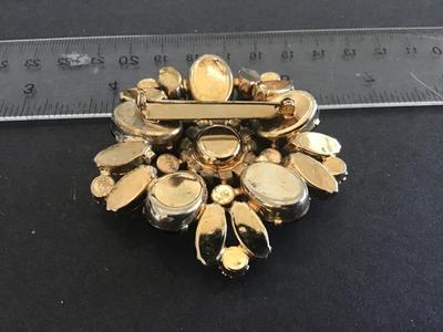 Gorgeous Large Rhinestone Aurora Borealis Vintage Brooch