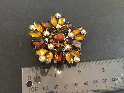 Gorgeous Large Rhinestone Aurora Borealis Vintage Brooch