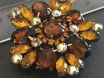 Gorgeous Large Rhinestone Aurora Borealis Vintage Brooch