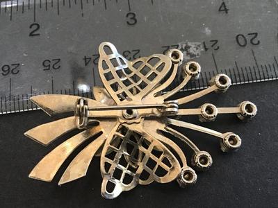 Vintage Gold Tone Rhinestone Brooch