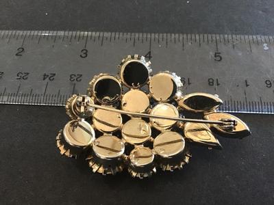 Gorgeous Aurora Borealis And Purple Rhinestone Cluster Brooch