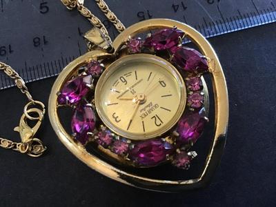 Mechanical Working Swiss Quartex Heart Watch Necklace