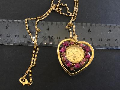 Mechanical Working Swiss Quartex Heart Watch Necklace
