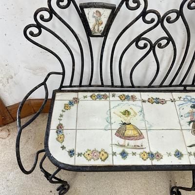 Sale Photo Thumbnail #20: Signed on seat, tiles made in Portugal
Measures: 53" wide  x 14" deep x 36" high x 16.5" seat height
Very good condition considering age.
Purchased in New Orleans