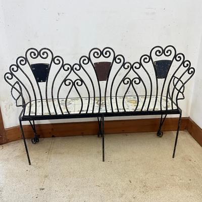 Sale Photo Thumbnail #18: Signed on seat, tiles made in Portugal
Measures: 53" wide  x 14" deep x 36" high x 16.5" seat height
Very good condition considering age.
Purchased in New Orleans