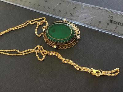 Gorgeous West Germany Pendant Green Glass Or Stone