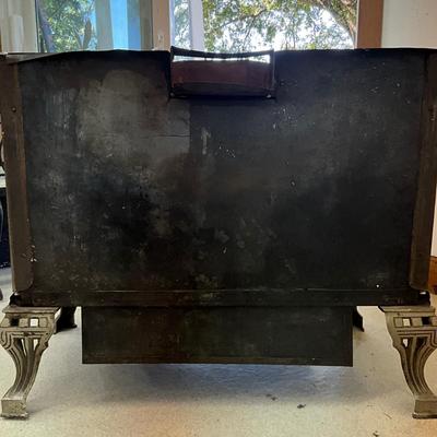Sale Photo Thumbnail #32: Wood coal
Missing bolt for hinge on right side
Very heavy, ~300 lbs
Measures: 45.75" long x 25" deep x 32" high
Comes with fitting glass top.