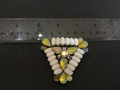Gorgeous White Glass Opal and Yellow Tones with Aurora Borealis. Vintage