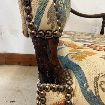 Sale Photo Thumbnail #57: Upholstery is pinned in nail head trim
Measures: 44" wide x 23" deep x 44" high x 16" seat height
very good condition
purchased from Les Pierre Antiques in NY 2004 for $5600