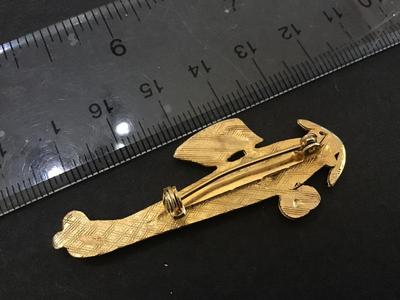 Green Rhinestone Airplane Brooch