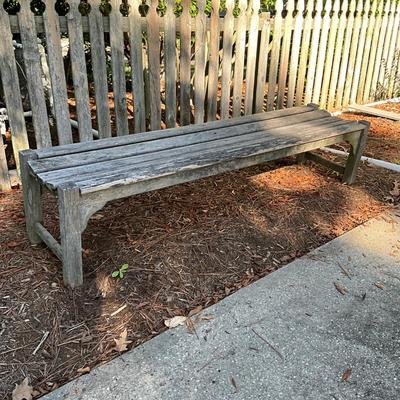 Sale Photo Thumbnail #227: Bench is very weathered and a few areas have been replaced with screws/nails
Measures: 6' long x 17.25" deep x 16" high