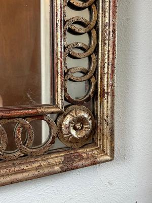 Italian Giltwood Mirror with Interlocking Ring Border