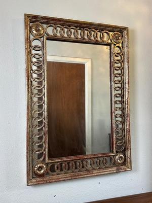Italian Giltwood Mirror with Interlocking Ring Border