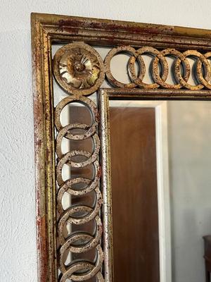 Italian Giltwood Mirror with Interlocking Ring Border