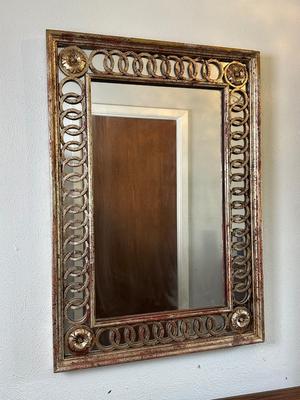 Italian Giltwood Mirror with Interlocking Ring Border
