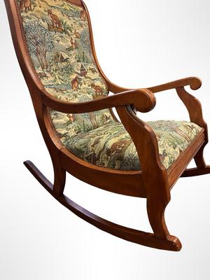 Lincoln Rocker with Rustic Tapestry Upholstery