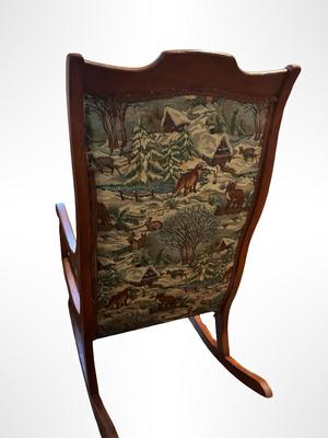 Lincoln Rocker with Rustic Tapestry Upholstery