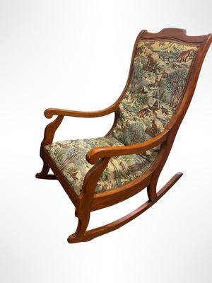 Lincoln Rocker with Rustic Tapestry Upholstery