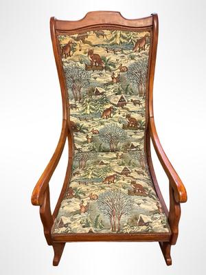 Lincoln Rocker with Rustic Tapestry Upholstery