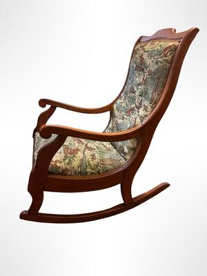 Lincoln Rocker with Rustic Tapestry Upholstery