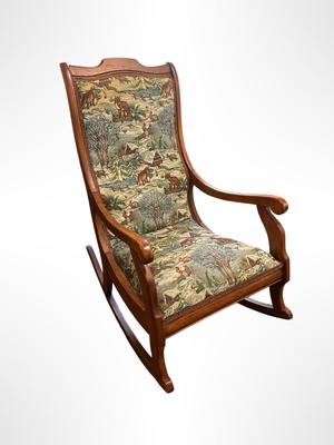 Lincoln Rocker with Rustic Tapestry Upholstery