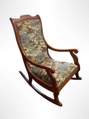 Lincoln Rocker with Rustic Tapestry Upholstery