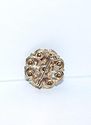 Petite RUBY RED BROOCH (¾" Diam.) with Deep RED Stones on a Gold Tone Setting