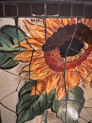 Mosaic Sunflower Tile Top Accent Table