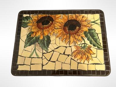 Mosaic Sunflower Tile Top Accent Table