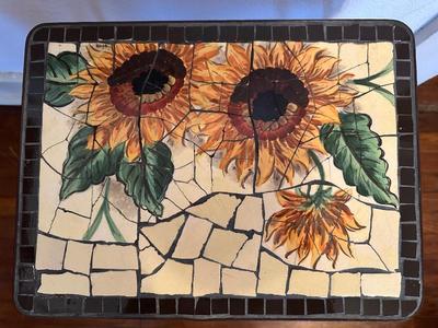 Mosaic Sunflower Tile Top Accent Table