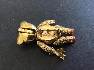 Marked Articulating Teddy Bear Vintage Brooch