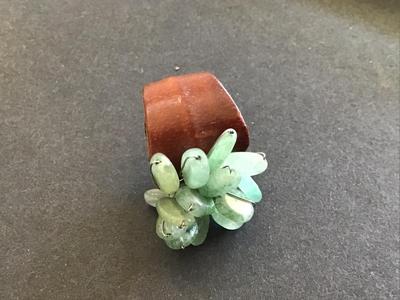 Leather Cuff Ring Glass Stones