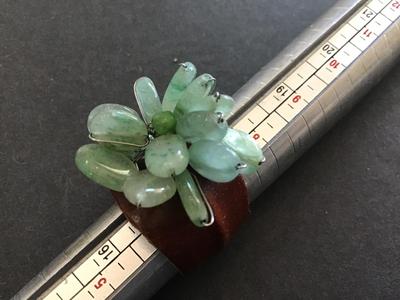 Leather Cuff Ring Glass Stones