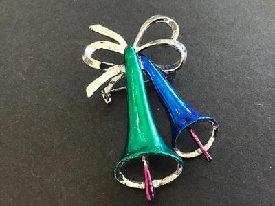 Silver Tone Holiday Brooch
