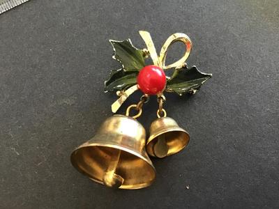 Vintage Bell Christmas Brooch