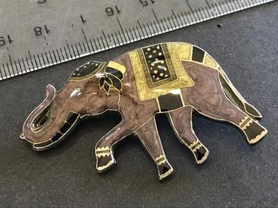 Enamel Elephant Brooch