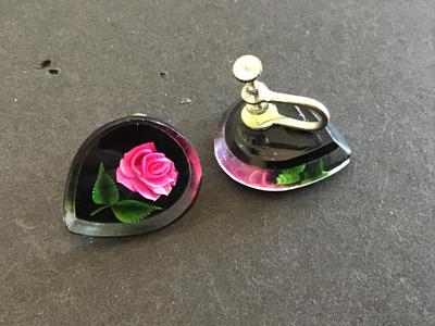 Reverse Carved Lucite Screw back Earring