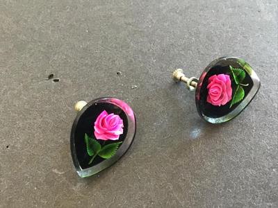 Reverse Carved Lucite Screw back Earring