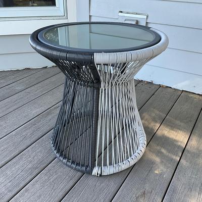 Sale Photo Thumbnail #300: Comes with seat cushions
28" wide x 18" seat height x 33" high x 19" seat depth x 26" deep
Table 18"Diameter x 18.25"H
