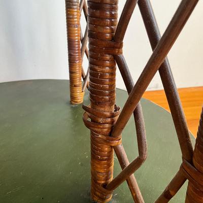 Sale Photo Thumbnail #329: Some rattan is loose, refer to photos
Table top has ring stains
Measures: 26" diameter x 30.5" high