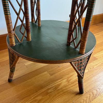 Sale Photo Thumbnail #325: Some rattan is loose, refer to photos
Table top has ring stains
Measures: 26" diameter x 30.5" high