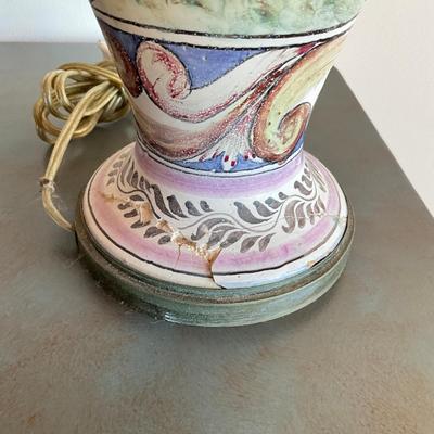 Sale Photo Thumbnail #335: One was repaired from large break, see photos
Both measure: 29" high x 7" wide, shade: 15.5" diameter
