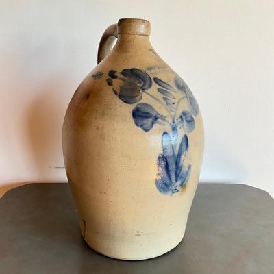 Sale Photo Thumbnail #343: Cobalt blue floral design
Measures: 16" high x 11.5" diameter.
Circa 1866-1880
