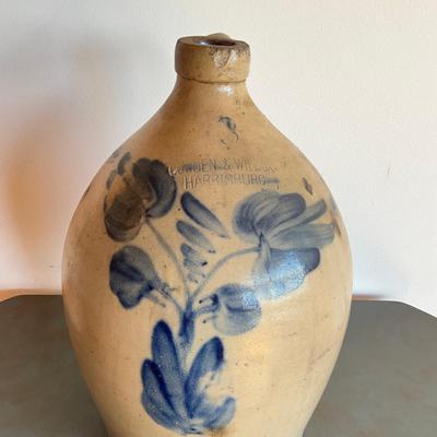 Sale Photo Thumbnail #342: Cobalt blue floral design
Measures: 16" high x 11.5" diameter.
Circa 1866-1880