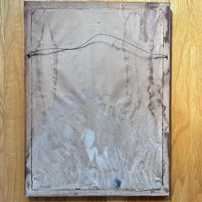 Sale Photo Thumbnail #407: Linen matting. Bottom half of print has moisture damage.
Measures: 15.5" wide x 20.75" high