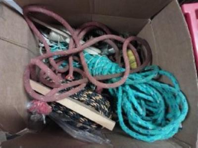 BOX OF ROPE AND CHAINS