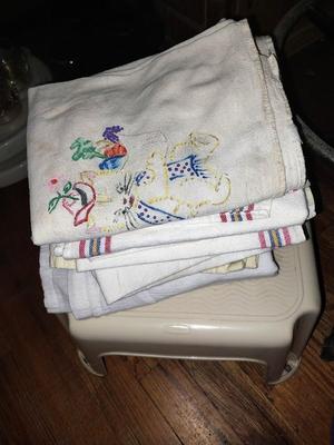 RETRO BARSTOOL-KITCHEN TOWELS AND PLASTIC STEP