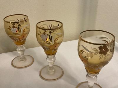 Sale Photo Thumbnail #119: Hand-blown in nature using colored amber glass and gold accents